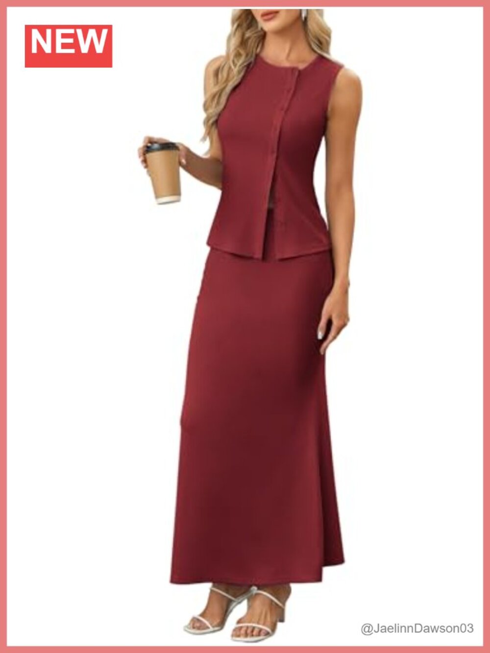 Women's Knit Two Piece Skirt Set Sleeveless Top Bodycon Maxi Skirt Summer